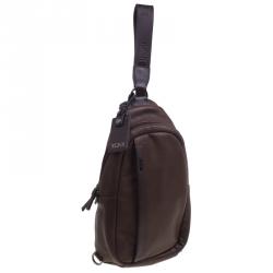Pre Owned Tumi Brown Leather Murano Sling Backpack