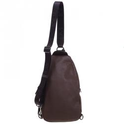 Pre Owned Tumi Brown Leather Murano Sling Backpack