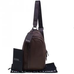Pre Owned Tumi Brown Leather Murano Sling Backpack