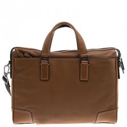 Pre Owned Tumi Brown Leather Irving Slim Briefcase