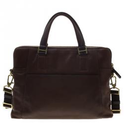 Pre Owned Tumi Dark Brown Leather Beacon Hill Branch Slim Laptop Briefcase