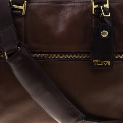 Pre Owned Tumi Dark Brown Leather Beacon Hill Branch Slim Laptop Briefcase