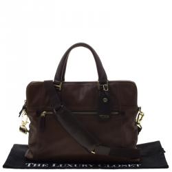 Pre Owned Tumi Dark Brown Leather Beacon Hill Branch Slim Laptop Briefcase