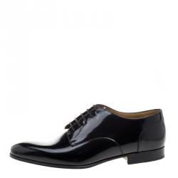 Pre Owned Valentino Black Patent Leather Lace-up Derby Size 42