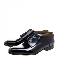Pre Owned Valentino Black Patent Leather Lace-up Derby Size 42