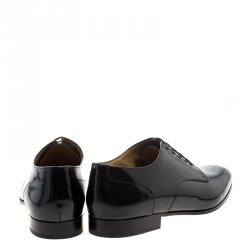 Pre Owned Valentino Black Patent Leather Lace-up Derby Size 42