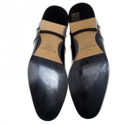 Pre Owned Valentino Black Patent Leather Lace-up Derby Size 42