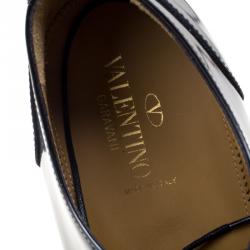 Pre Owned Valentino Black Patent Leather Lace-up Derby Size 42