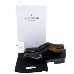 Pre Owned Valentino Black Patent Leather Lace-up Derby Size 42