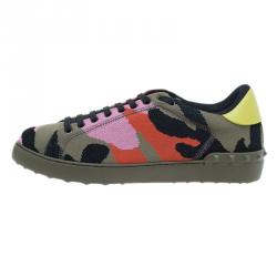 Pre Owned Valentino Multicolor Camouflage Canvas Sneakers Size 43