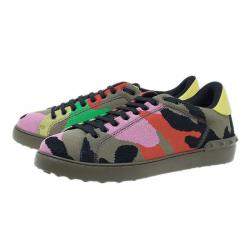 Pre Owned Valentino Multicolor Camouflage Canvas Sneakers Size 43