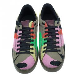 Pre Owned Valentino Multicolor Camouflage Canvas Sneakers Size 43