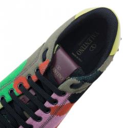Pre Owned Valentino Multicolor Camouflage Canvas Sneakers Size 43