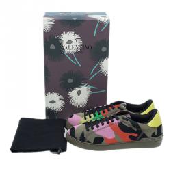 Pre Owned Valentino Multicolor Camouflage Canvas Sneakers Size 43