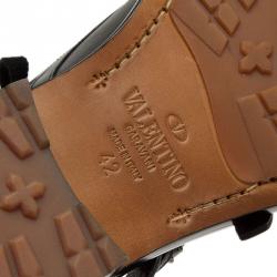 Pre Owned Valentino Black Leather Hard Walk Monk Strap Derby Size 42