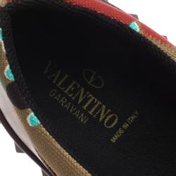 Valentino Psychedelic Camo Canvas Skate Sneakers Size 45