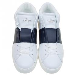 Pre Owned Valentino Two Tone Leather Open High Top Sneakers Size 41