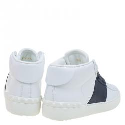 Pre Owned Valentino Two Tone Leather Open High Top Sneakers Size 41