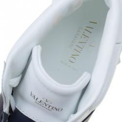 Pre Owned Valentino Two Tone Leather Open High Top Sneakers Size 41
