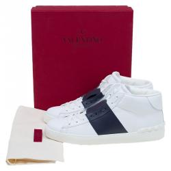 Pre Owned Valentino Two Tone Leather Open High Top Sneakers Size 41