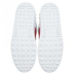 Pre Owned Valentino Two Tone Leather Open High Top Sneakers Size 40.5