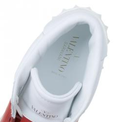 Pre Owned Valentino Two Tone Leather Open High Top Sneakers Size 40.5