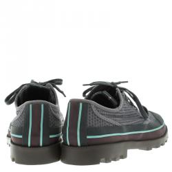 Pre Owned Valentino Grey Eyelet Embroidered Fabric Low-Top Sneakers Size 44