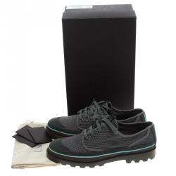 Pre Owned Valentino Grey Eyelet Embroidered Fabric Low-Top Sneakers Size 44