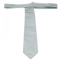 Pre Owned Valentino Grey Floral Jacquard Silk Traditional Tie