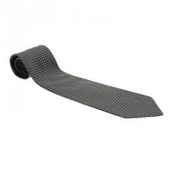 مملوكة مسبقًا رابطة عنق فالنتينو هندسية حرير رمادي