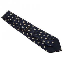 Pre Owned رباط عنق فالنتينو حرير أزرق بنمط مربعات