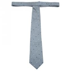 مملوكة مسبقًا ربطة عنق فالنتينو منقوشة حرير رصاصي