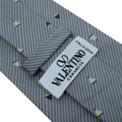 مملوكة مسبقًا ربطة عنق فالنتينو منقوشة حرير رصاصي