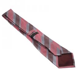 Pre Owned ربطة عنق فالنتينو حرير أحمر مخطط