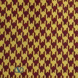 Valentino Yellow & Red Two Tone Houndstooth Woven Silk Tie