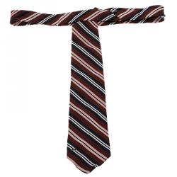 Valentino Multicolor Striped Woven Silk Traditional Tie