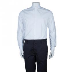 Pre Owned Valentino White Studded Collar Detail Long Sleeve Buttondown Shirt M