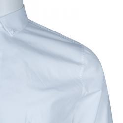 Pre Owned Valentino White Studded Collar Detail Long Sleeve Buttondown Shirt M