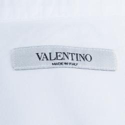 Pre Owned Valentino White Studded Collar Detail Long Sleeve Buttondown Shirt M