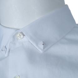 Pre Owned Valentino White Studded Collar Detail Long Sleeve Buttondown Shirt M