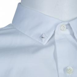 Pre Owned Valentino White Studded Collar Detail Long Sleeve Buttondown Shirt M