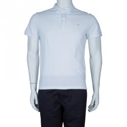 Pre Owned Valentino White Rockstud Detail Polo T-Shirt M