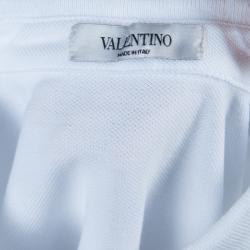 Pre Owned Valentino White Rockstud Detail Polo T-Shirt M