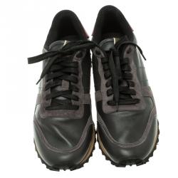Pre Owned Valentino Tricolor Leather And Suede Rockrunner Sneakers Size 41