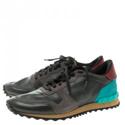 Pre Owned Valentino Tricolor Leather And Suede Rockrunner Sneakers Size 41