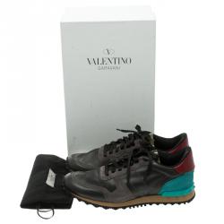 Pre Owned Valentino Tricolor Leather And Suede Rockrunner Sneakers Size 41