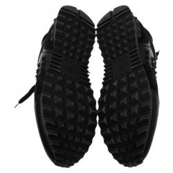 Pre Owned Valentino Black Suede and Leather Rockstud Sneakers Size 44