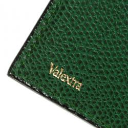 Valextra Green Leather Money Clip BiFold Wallet