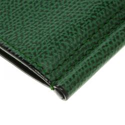 Valextra Green Leather Money Clip BiFold Wallet