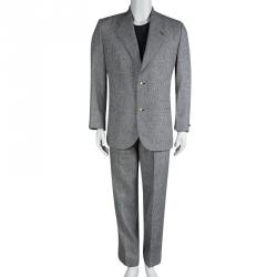Pre Owned Versace Monochrome Glen Plaid Suit M/L